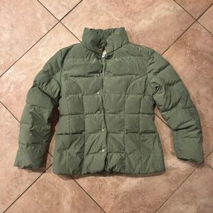 Vintage Talbots Sage Green Down Puffer Jacket Women’s Small Y2K
